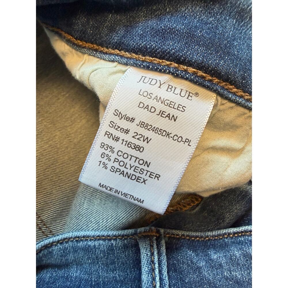 Judy Blue Womens Dad Jeans Size 22W Blue Stretchy Straight Leg High Rise - Picture 8 of 12